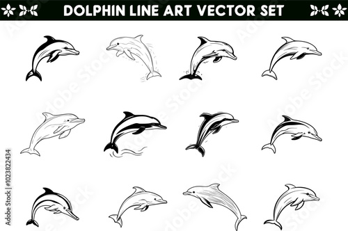 Dolphin Outline Silhouette in Vector Format