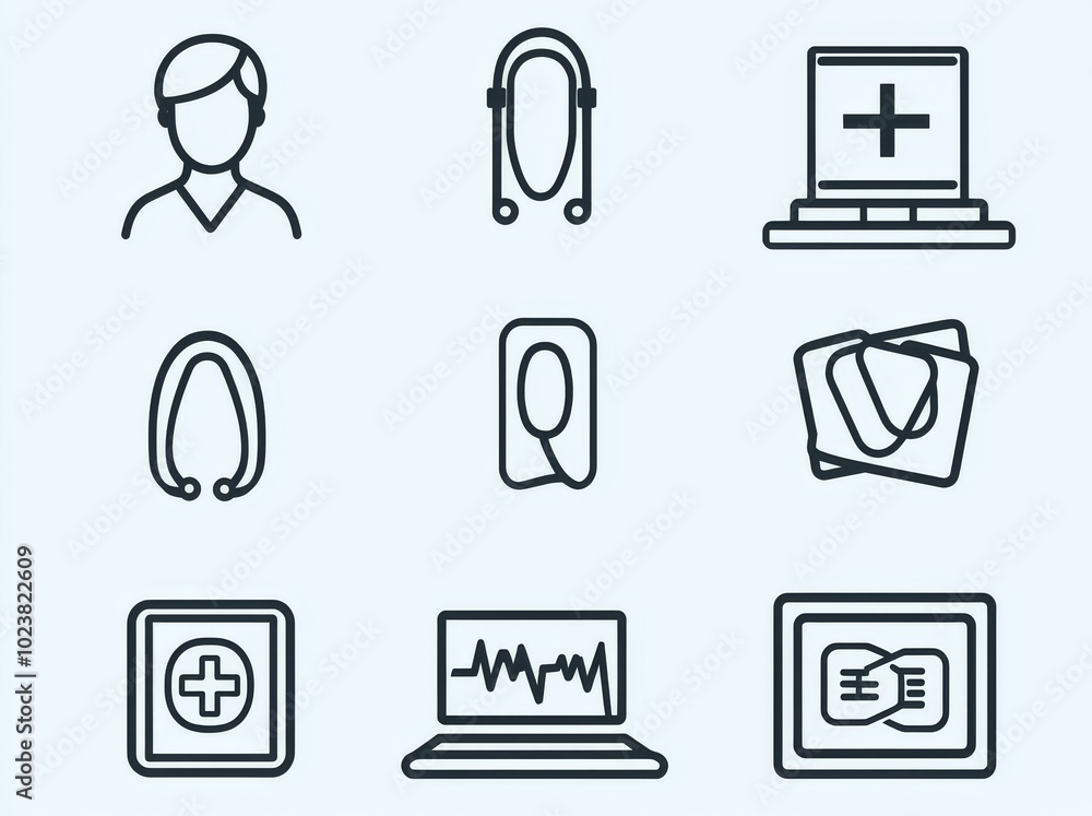 A set of doctors and nurses line icons. Black modern illustration. Editable strokes. A set of doctors and nurses line icons. Black modern illustration. Editable strokes.
