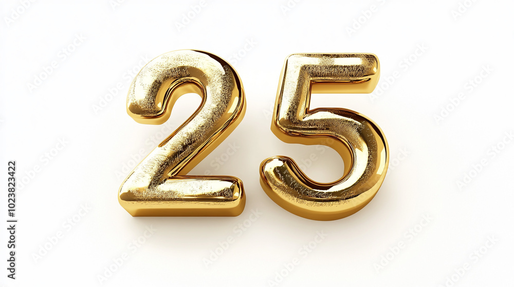 Golden Number 25 Anniversary Celebration Milestone Design Element Golden Number 25 Anniversary Celebration Milestone Design Element