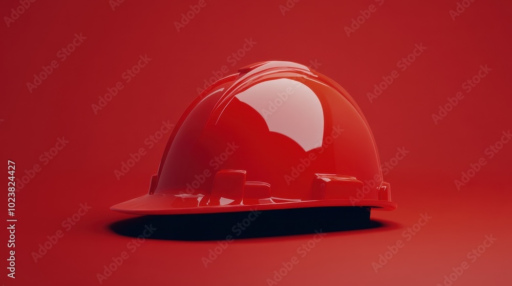Red safety helmet on a red background Red safety helmet on a red background