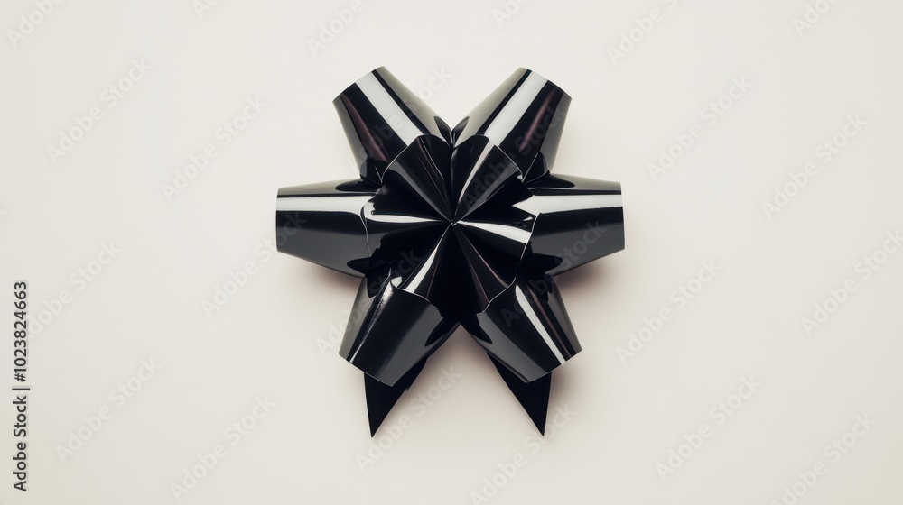 Glossy black bow on a white background Glossy black bow on a white background