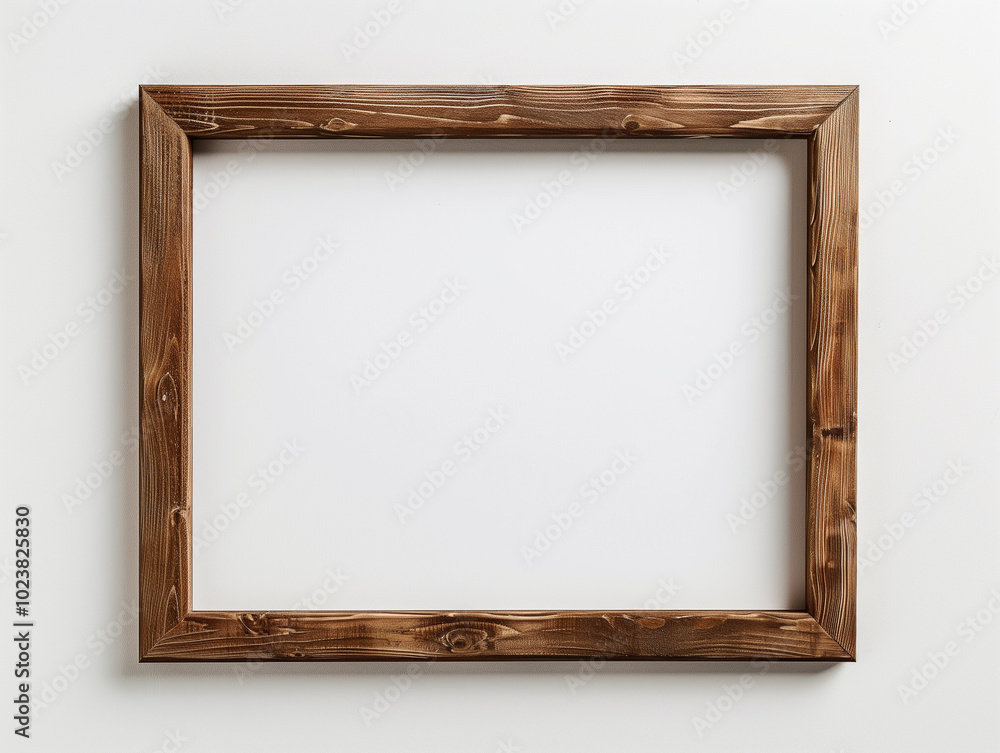 Fototapeta premium Rustic wooden picture frame with a natural finish, empty and ready to be filled. 