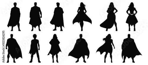 Superhero silhouette set vector design big pack of hero illustration and icon