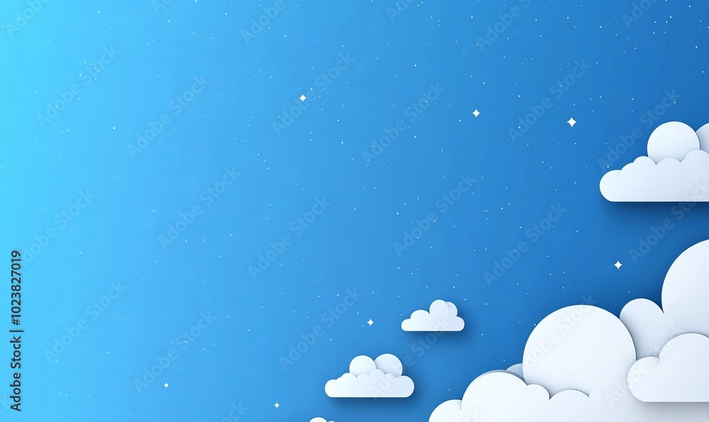 A blue background with a white cloud in the sky A blue background with a white cloud in the sky