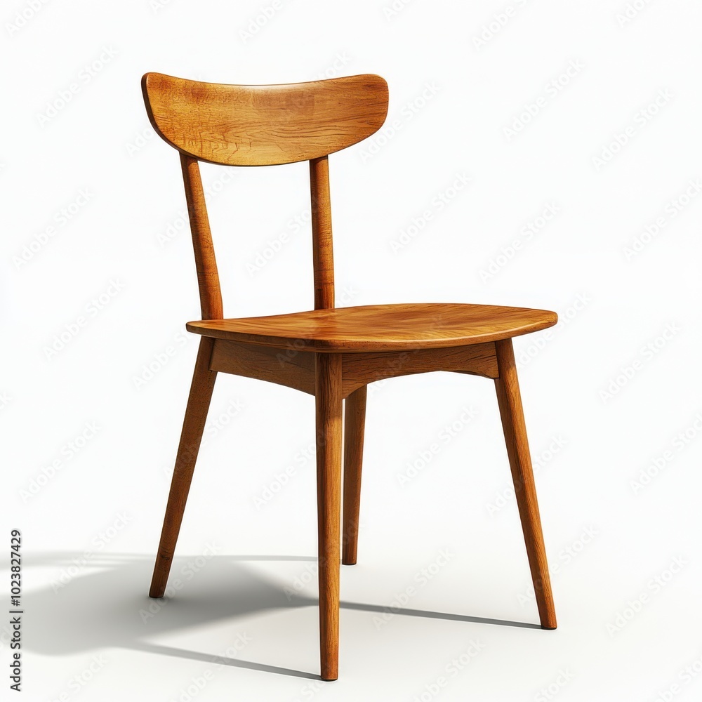 Stylish Mid-Century Modern Wooden Chair with Elegant Curved Backrest Stylish Mid-Century Modern Wooden Chair with Elegant Curved Backrest