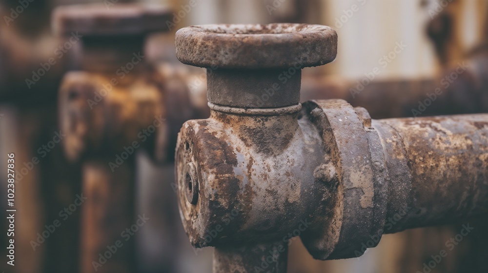 Close-Up of Rusted Radiator Valve with Detailed Textures, Grunge and Industrial Feel Close-Up of Rusted Radiator Valve with Detailed Textures, Grunge and Industrial Feel