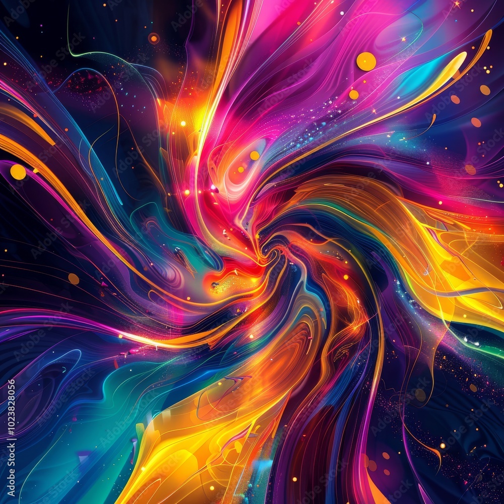 Vibrant Abstract Digital Art with Swirling Colors and Dynamic Light Effects Vibrant Abstract Digital Art with Swirling Colors and Dynamic Light Effects
