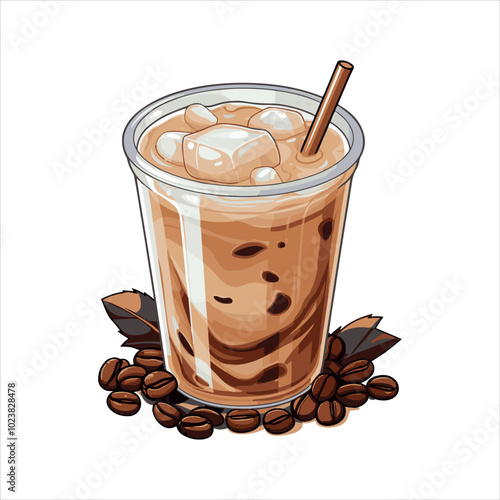 chocolate, dessert, cream, coffee, glass, food, sweet, ice, drink, isolated, milk, brown, cold, cup, white, whipped cream, delicious, beverage, ice-cream, icecream, sundae, gourmet, fresh, snack, ice 