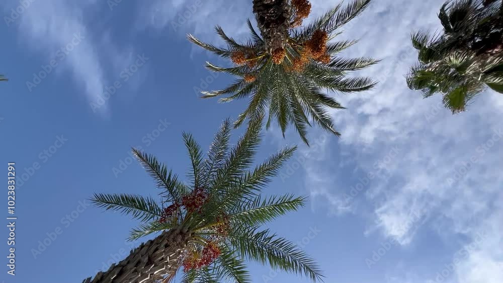 Tropical view with a palm trees under sky Tropical view with a palm trees under sky