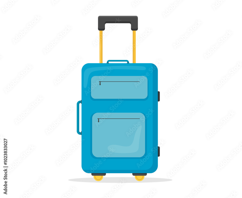 Blue suitcase baggage for travel. Luggage bag for vacation journey. Vector illustration Blue suitcase baggage for travel. Luggage bag for vacation journey. Vector illustration