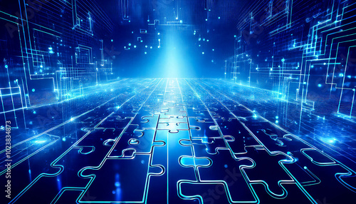 The concept of building a scalable information system like a puzzle, organizing the information flow of data exchange, API architecture