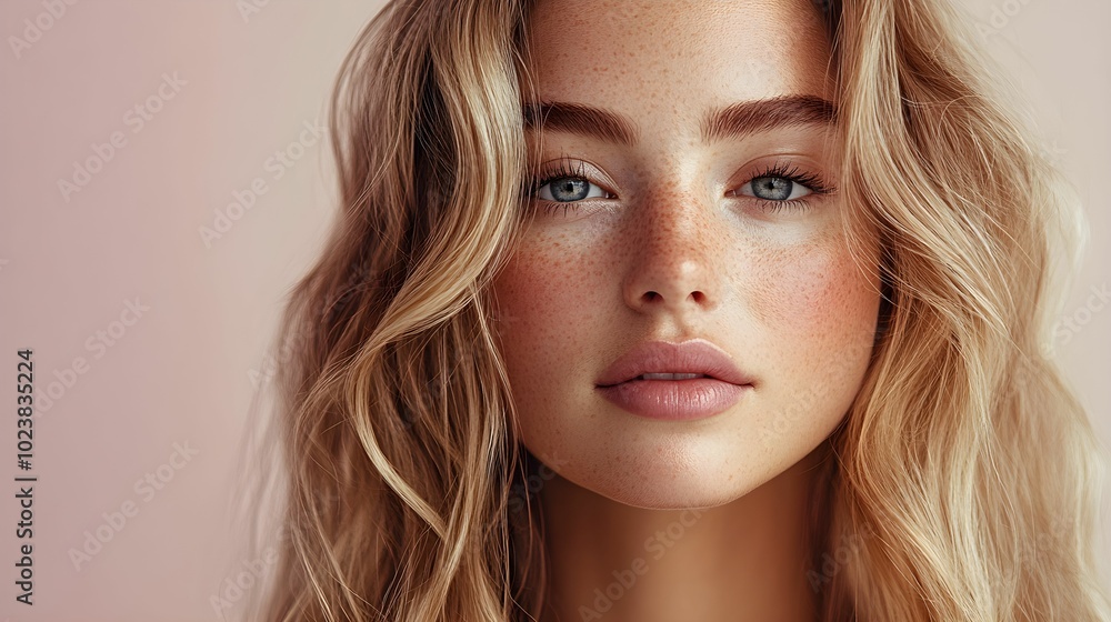 Fototapeta premium kobieta, blondynka, pastelowe tło, różowy, modelka, stock photo, Canon EOS R5, przysłona f/1.8, minimalizm, piękno, portret, gładka skóra, delikatny makijaż, kobieta z długimi włosami, moda, styl, pro