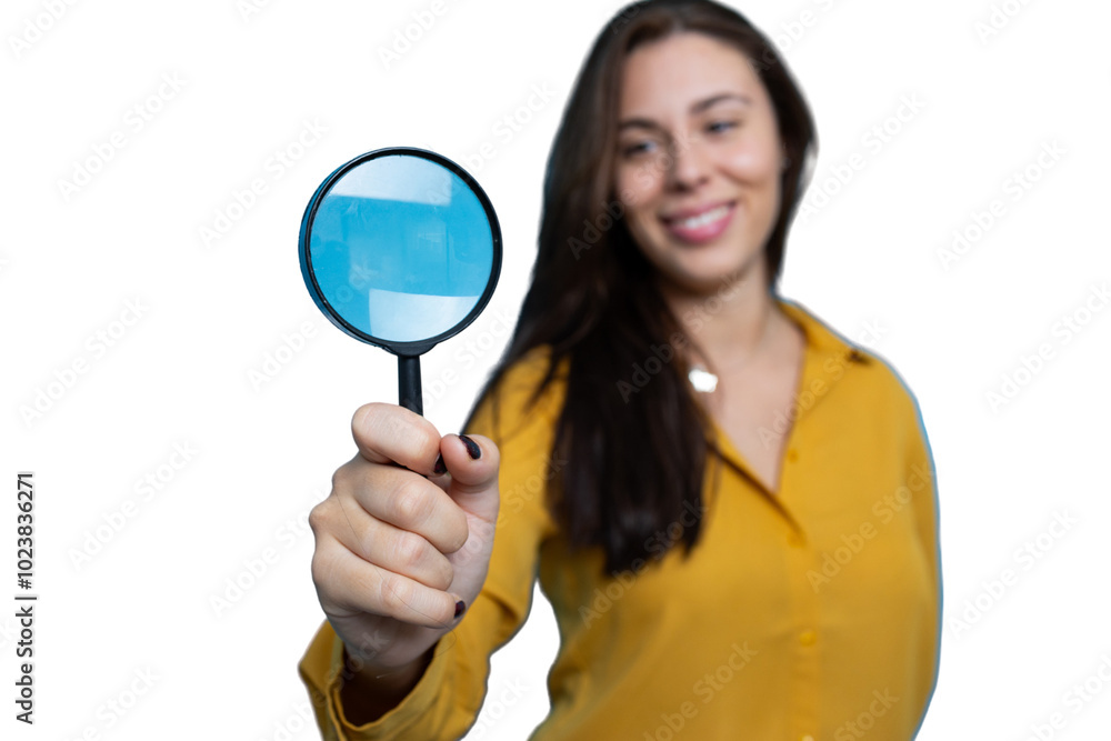 Portrait of a young businesswoman holding a magnifying glass Portrait of a young businesswoman holding a magnifying glass