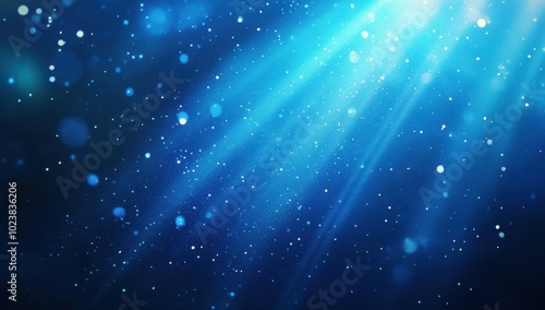 Abstract blue background with shining rays and glowing particles Abstract dark blue background with shining stars, glow effect, and blurred dots of a starry sky Generative AI