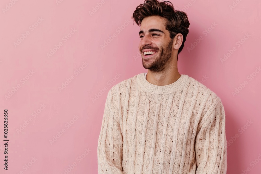 Happy young man in casual sweater with cool smile. Lucky. Happy young man in casual sweater with cool smile. Lucky.