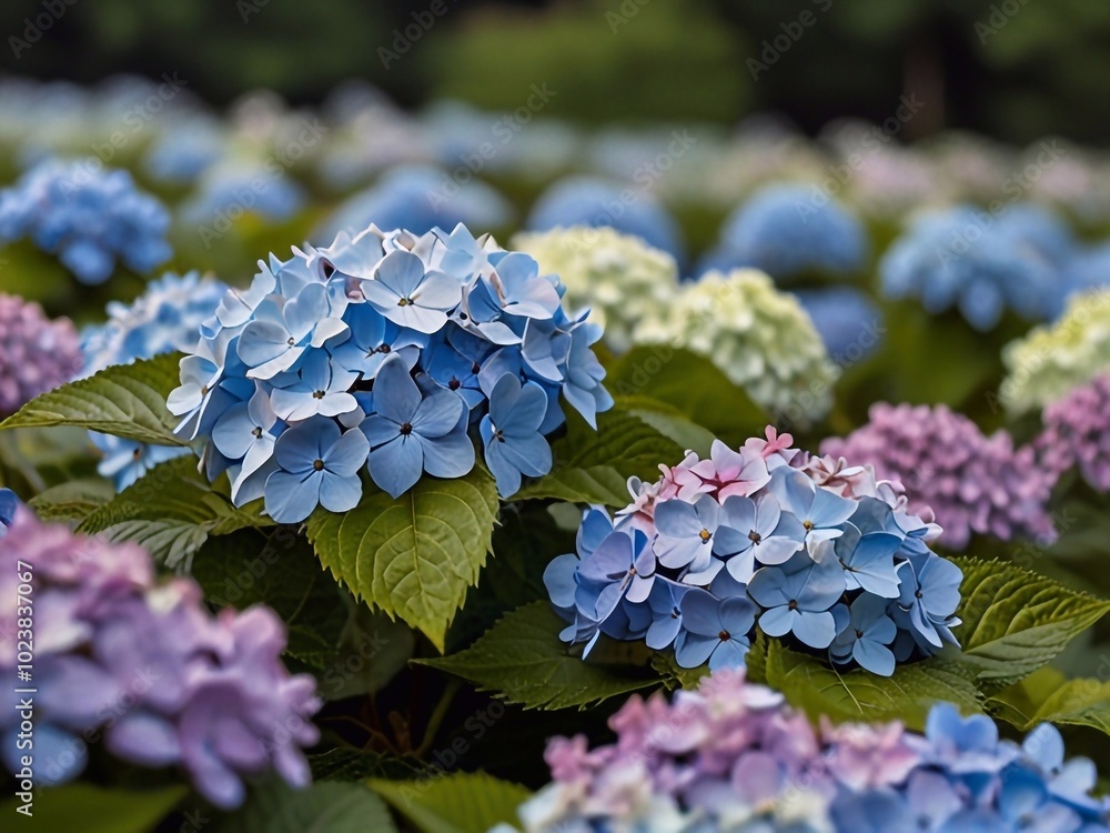 blue hydrangea flowers