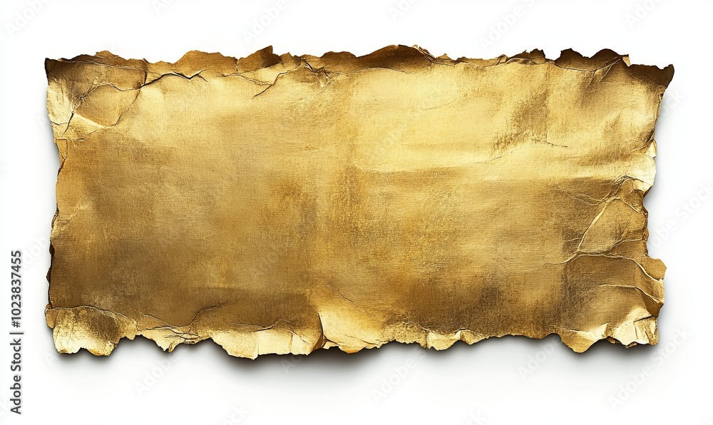 A gold colored paper with a ragged edge A gold colored paper with a ragged edge