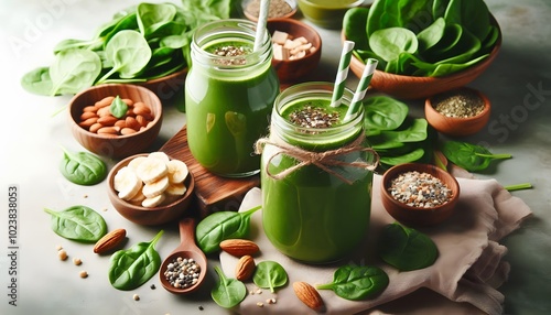 natural organic smoothie green spinach - healthy food,