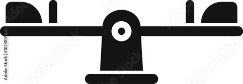 This vector icon represents a seesaw, a classic piece of playground equipment, often found in parks and schoolyards