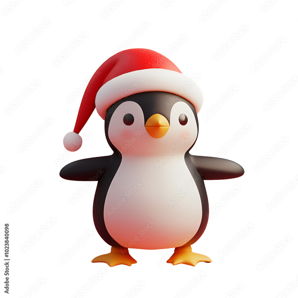 Christmas Character 3D Render of a Happy Penguin Wearing Santa Claus Hat Celebrating, Cartoon Illustration, Isolated on Transparent Background, PNG Christmas Character 3D Render of a Happy Penguin Wearing Santa Claus Hat Celebrating, Cartoon Illustration, Isolated on Transparent Background, PNG