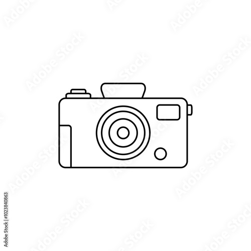 Camera outline shape for kids coloring book page vector illustration isolated on white 