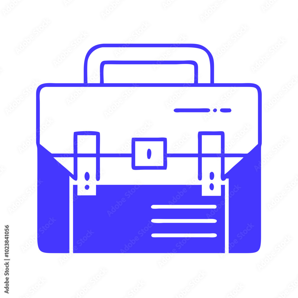 Blue briefcase icon, minimalistic design, business travel accessory Blue briefcase icon, minimalistic design, business travel accessory