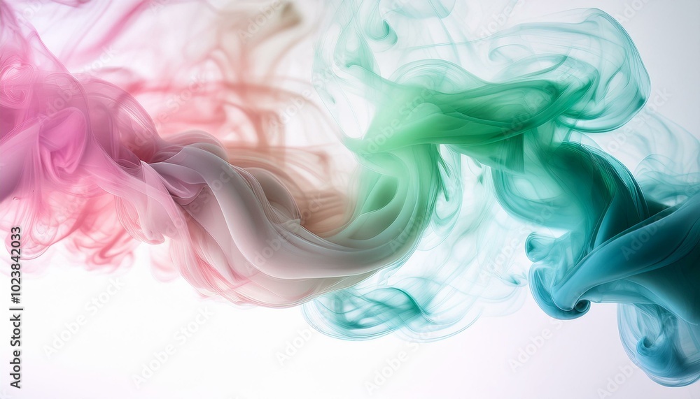 Soft Watercolor Waves in Shades of Blue and Green, Reminiscent of the Sea on White Background Soft Watercolor Waves in Shades of Blue and Green, Reminiscent of the Sea on White Background