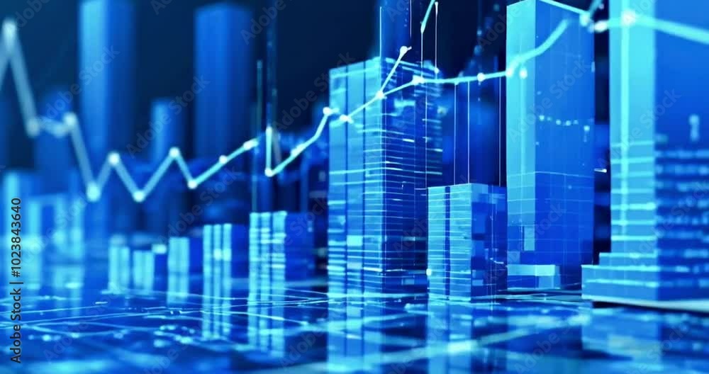 Stock market rate up down blue screen diagram generated by AI Stock market rate up down blue screen diagram generated by AI