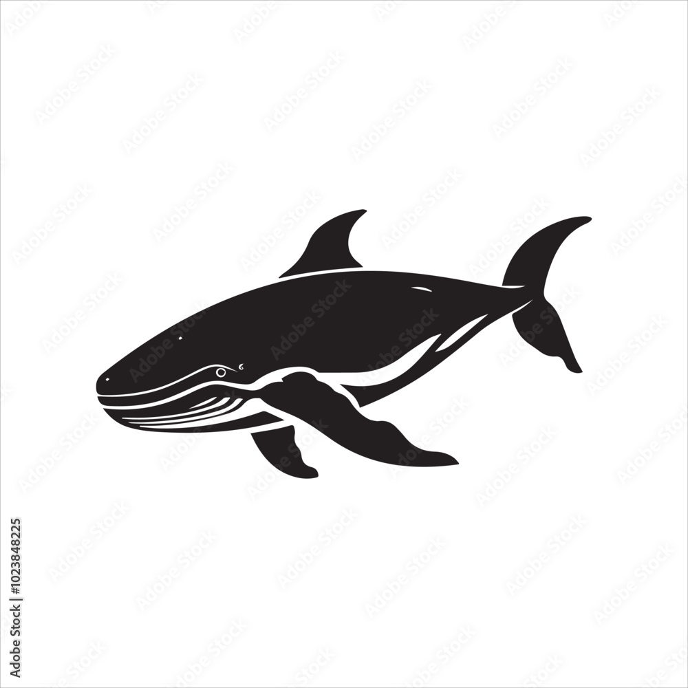 Fototapeta premium black whale,fish, dolphin, shark, animal, sea, vector, ocean, blue, cartoon, illustration, white, isolated, water, mammal, marine, fin, underwater, silhouette, nature, art, swimming, wildlife, black, 