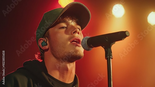Male singer performing on stage