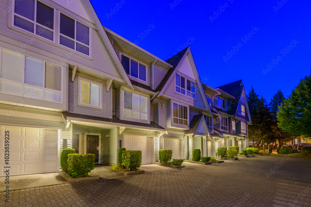 Luxury house at night in Vancouver, Canada. Luxury house at night in Vancouver, Canada.