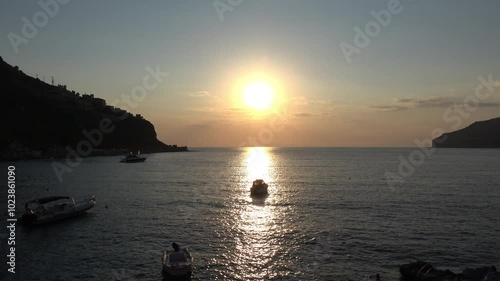 Sunset view at Limeni village in Peloponnese, Greece photo