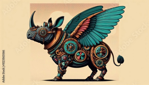 Animal Mechanica: A whimsical vector art series depicting animals with mechanical enhancements, blending nature with steampunk aesthetics in a playful way that highlights the beauty of both worlds. photo