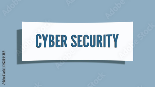 Cyber Security. A card isolated on blue background.