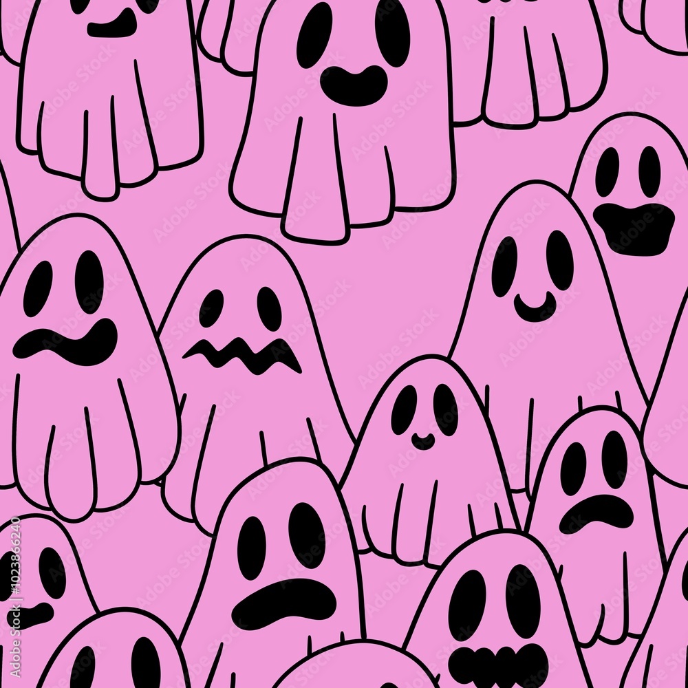 Halloween ghost seamless cartoon pattern for wrapping paper and fabrics Halloween ghost seamless cartoon pattern for wrapping paper and fabrics