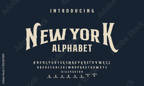 New Yourk logo font alphabet Vintage Victorian typeface decorative Font