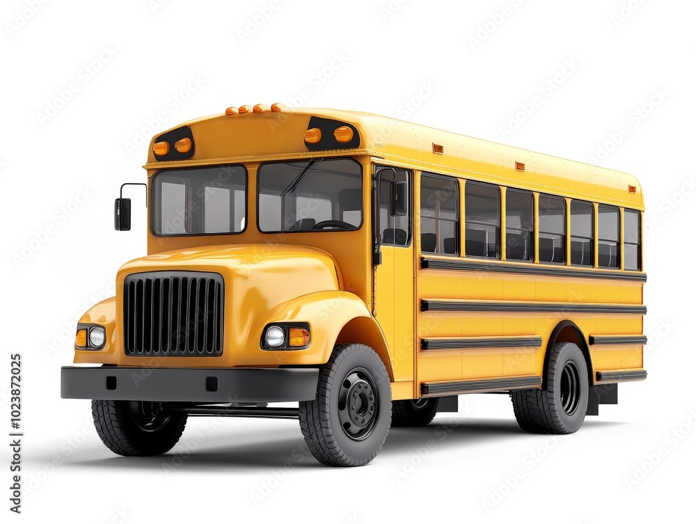 Yellow school bus on a white isolated background. Yellow school bus on a white isolated background.