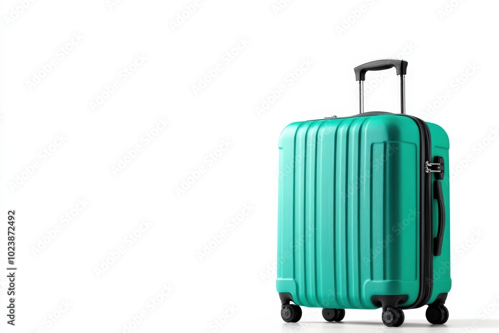 Turquoise suitcase on white isolated background. Turquoise suitcase on white isolated background.