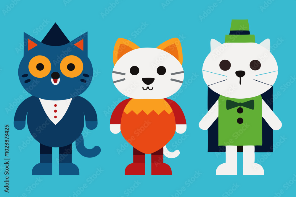 Funny Cat in Front View. cat vector .Cats in Halloween costumes. Funny Cat in Front View. cat vector .Cats in Halloween costumes.