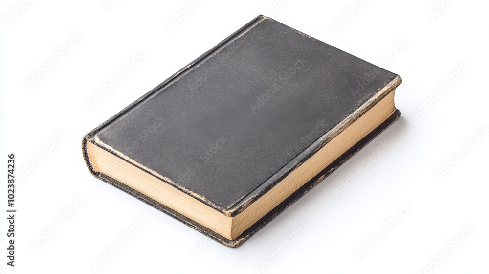 Black book with a leather cover, isolated on a white background. Black book with a leather cover, isolated on a white background.