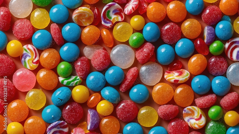 Fototapeta premium Colorful Candy Assortment on Flat Surface