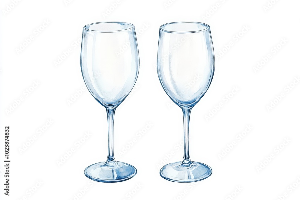 Two elegant wine glasses on white isolate background. Two elegant wine glasses on white isolate background.