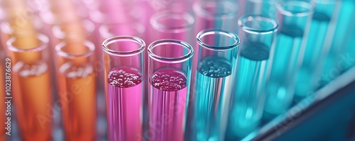 Colorful Test Tubes in a Rack.