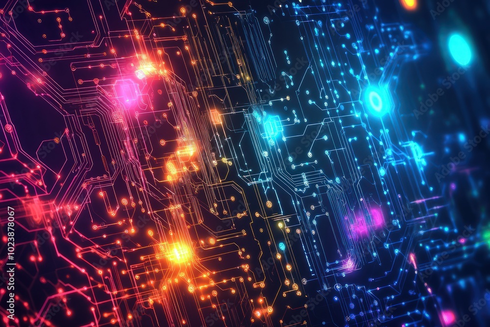 Abstract AI neural network background with glowing circuits and vibrant colors Abstract AI neural network background with glowing circuits and vibrant colors