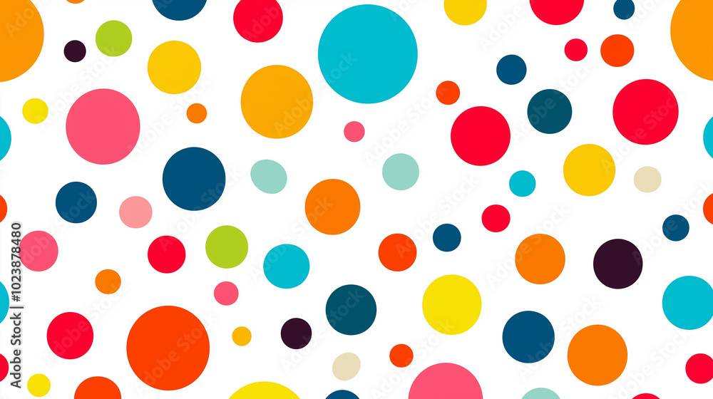 Colorful polka dot pattern with bright circles on white background. Colorful polka dot pattern with bright circles on white background.