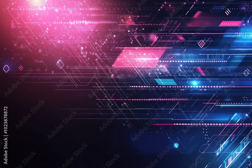 Obraz premium Abstract geometric technology background with sharp lines and digital patterns