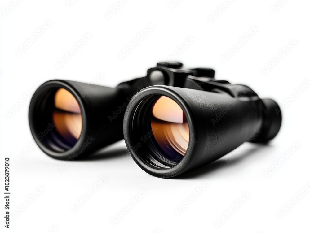 Black binoculars on a white isolated background. Black binoculars on a white isolated background.