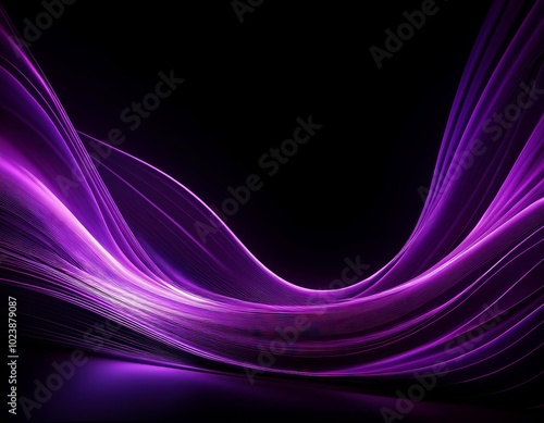Abstract purple violet light swoosh wave on a black background overlay 