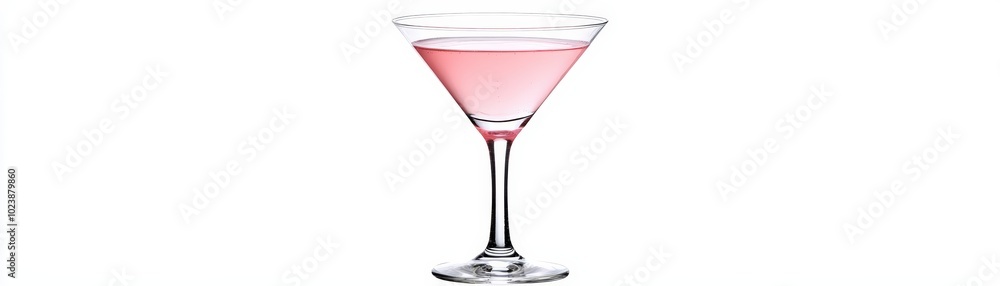 Martini glass with pink cocktail on white isolated background Martini glass with pink cocktail on white isolated background