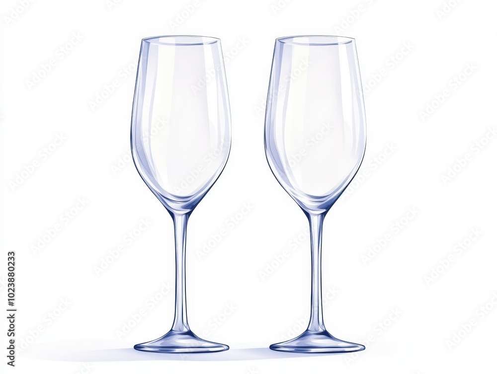 Two elegant wine glasses with a white isolated background. Two elegant wine glasses with a white isolated background.